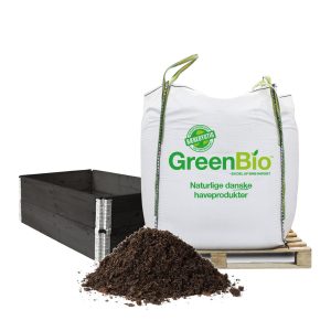 Pakke til 1 højbed med 2 sorte pallerammer - Højbedsmuld