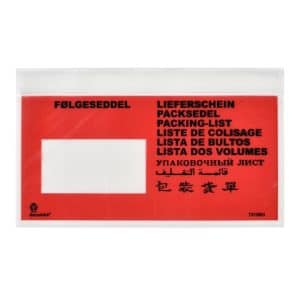Følgeseddellomme C65/DL Med Tryk 10 Sprog 1000st