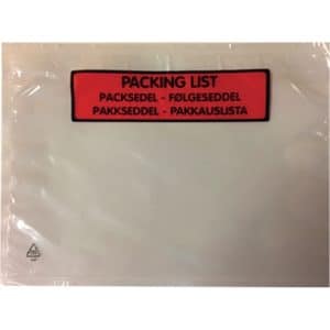 Følgeseddellommer, C5, med tekst, 175 x 235 mm, 30my, pakke a 1.000 stk.